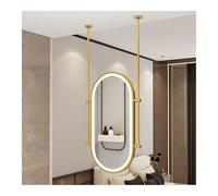 HCZKIUJY Bathroom Suspended Large Decorative Mirror Ceiling Hanging Mirror With LED Lights For Home Or Hotel, Dressing Table Shaving Makeup Mirror (Gold 60x100cm)