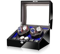 HCZKIUJY Black 4+6 Automatic Watch Winder Box,with LED Light, In Wood Shell And Leather, Piano Paint Exterior, Super Quiet Motor Accessories (B)