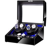 HCZKIUJY Black 4+6 Automatic Watch Winder Box,with LED Light, In Wood Shell And Leather, Piano Paint Exterior, Super Quiet Motor Accessories (A)