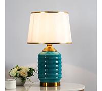 HCZKIUJY Contemporary Ceramic Table Lamp with White Drum Shade Style Desktop Lamp Bedside Nightstand Lamp with E26 Base Night Lamp for Living Room Bedroom House (Green)