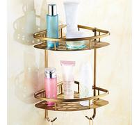 HCZKIUJY Corner Shower Caddy Bathroom Shelfs Antique Bronze Shampoo Cosmetic Skin Product Storage Shelf Draining Rack Multifunctional Wall Mounted Kitche