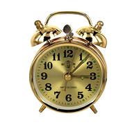 HCZKIUJY Desk Clock Modern Mechanical Alarm Clock Horseshoe Manual Wind Up Vintage Metal Clock Double Bell Clocks with Backlight Projector