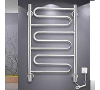 HCZKIUJY Electric Towel Rack, Heated Towel Rail Stainless Steel Wall Mounted Energy Saving Bathroom Curved Bar Design Heated Bathroom Radiator (Hardwired)