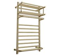 HCZKIUJY Electric Towel Racks for Bathroom Wall Mounted Hardwired Curved Heated Towel Rail Brushed Stainless Steel Built-in Thermostat