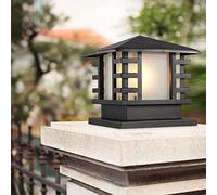 HCZKIUJY Garden Post Light Rural Square Column Post Lights Column Lights, Traditional Industry E27 Waterproof Aluminium Glass Pillar Lights Fixture Decorations For Patio Lights Fe