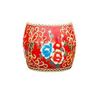 HCZKIUJY Hand-Painted Cowhide Drum Stool Painted Solid Wood Round Stool Dressing Stool Shoe Changing Stool Chinese Classical Furniture Creative Stool Pier