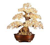 HCZKIUJY Luck and Wealth Crystal Tree Amethyst Citrine Money Tree Bonsai, Wealth Money Luck Ornamen for Home Wine Cooler Chakra Money Tree (Beige)