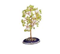 HCZKIUJY Luck and Wealth Crystal Tree Natural Crystal Tree,Amethyst Rose Quartz Aquamarine,Office Desktop Ornament Chakra Money Tree (Green)