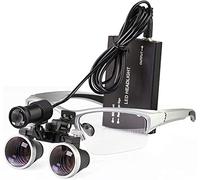 HCZKIUJY Magnifying Glass,Magnifier with Light, 2.5X/3.5X Magnification Clip Surgical Magnifying Loupes, Portable Binocular Loupes, with LED Headlight Lamp + Aluminum Box for Dental, Head Mount