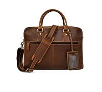 HCZKIUJY Mens Leather Business Laptop Bags Briefcases Shoulder Bags Messenger Bags Notebook Computer Bags 15.7Inch (Brown X)