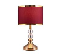 HCZKIUJY Mid Century Table Lamp Contemporary Bedroom Bedside Lamp Crystal Table Luminaire 18.5" High Office Night Lamp with Fabric Drum Shade for Living Room, Bedroom (Red)