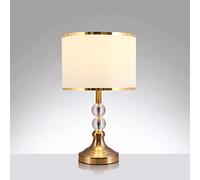 HCZKIUJY Mid Century Table Lamp Contemporary Bedroom Bedside Lamp Crystal Table Luminaire 18.5" High Office Night Lamp with Fabric Drum Shade for Living Room, Bedroom (White)