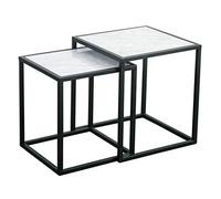 HCZKIUJY Nordic Marble Nesting Tables,2 Piece Coffee Table,Square Stackable Accent Table for Living Room Home,40 x 40 x 45 cm+45 x 45 x 50 cm