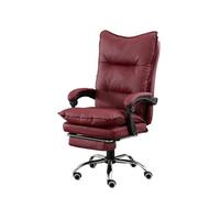 HCZKIUJY Office Chair Executive Office Chair Retro PU Leather Office Chair with Rubber Wheels Computer Office Desk Chair Ergonomic Three-Section High Back Support Office Chair Desk Chair (Red)
