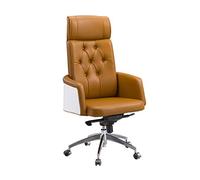 HCZKIUJY Office Desk Chair PU Leather Executive Swivel Office Chair - Adjustable Height, Reclining Arm Seat Gas Lift - Home Office Desk Chair (Brown Cowhide)