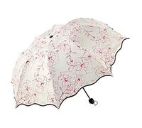 HCZKIUJY Parasol Umbrella UV Protection Women's Sun Umbrella Folding Umbrella Windproof Travel Umbrella Umbrella (White)