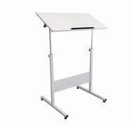HCZKIUJY Portable Adjustable Standing Podium Movable Lecture Reception Desk Height-Adjustable Laptop Workstation for Office Home School Auditorium - Black (White)