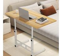 HCZKIUJY Portable Standing Desk with Adjustable Height and Multi layer Storage Shelf Mobile Laptop Desk Cart for Bedroom or Home Office Walnut Finish (Walnut 60x40 Triple layer)