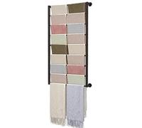 HCZKIUJY Ribbon rack,Fabric Roll Storage Rack,Wall Mount Scarf Rack for Ribbon Wrapping Paper Pants, 9 -Tiers Closet Organizer Rack, Scarf Organizer, Retail Display Pants Rack Towel Ho(Black-100cm)