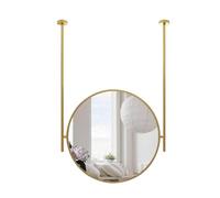 HCZKIUJY Round Ceiling Hanging Floating Mirror, With Gold Metal Frame And Hanging Rod Dressing Table Shaving Makeup Mirror For Ceiling Mounted Decorative Mirror Above Sink (One Color 80cm/31.5inch)