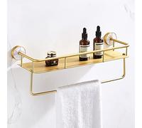 HCZKIUJY Shower Caddy Floating Shelves Light Luxury Golden Towel Rack All Copper Wall Hanging Bathroom Organizer Cosmetics Shampoo Storage Rack Kitchen S