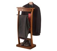 HCZKIUJY Solid Wood Suit Rack Stand with Drawer and Tray, Floor Standing Clothes Valet for Office Living Room Bedroom Organization