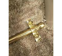 HCZKIUJY Stair Rods Bright Gold Brass Flat Carpet Rod, Fixed Hotel Event Historic Boutique Stair Matting Rug Tubular Holder, Include Holder Bracket Hardware (13pcs 125cm/49in/4.1ft)