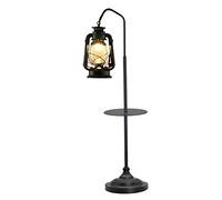 HCZKIUJY Standing Lamp Vintage Kerosene Floor Light with Table Floor Lamp Iron Standing Light for Living Room Indoor Bedroom Home Decoration Modern Floor Lamp (Black 35 * 165cm)