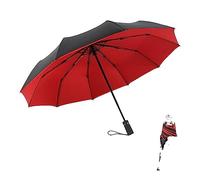 HCZKIUJY Umbrella Automatic Folding Umbrella Unisex Double Double-Layer Windproof Automatic Business Simple Rain-shading Sunshade Large Sunny Umbrella (Red)