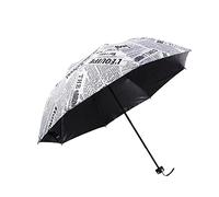HCZKIUJY Umbrella Mini Umbrella Male Oil Painting Newspaper Pattern Coating Windproof Rain Sun for Man Women Folding Outdoor Parasol Beach Shade Umbrella (White)