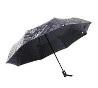 HCZKIUJY Umbrella Mini Umbrella Male Oil Painting Newspaper Pattern Coating Windproof Rain Sun for Man Women Folding Outdoor Parasol Beach Shade Umbrella (Black)