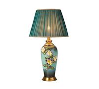 HCZKIUJY Unique Table Lamp Modern Farmhouse Table Lamp Rustic Ceramic Bedside Lamp with Fabric Lampshade Nightstand Lamp for Bedroom Living Room Desk Lamp for Bedroom Home (B)