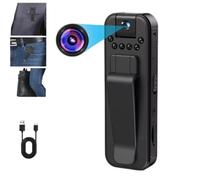 HD 1080P Rechargeable Mini Body Camera with Night Vison&Rotating Lens, Clip on Cameras, Mini Body Camera with 180° Rotatable Lens, for Indoor, Outdoor, Traveling, Sport (128G)