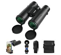 HD 12X42 Waterproog Binocular with Phone Adapter,BAK4 Prism,FMC Lens,High Power Long Range Binoculars for Adults & Teens Hiking Wildlife Bird Watching,Outdoor Adventures,Sports,Travel,Concerts