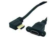 HD 2.0V right angle cable right left upper and lower HD male to female panel mounting with screws 4K*2k 60Hz HDMI compatible extension cable(1pcs Cable 15cm,Left With screw)