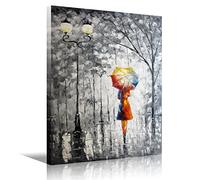 HD Art Framed Oil Painting Prints On Canvas,Lady Canvas Wall Art Under the Umbrella Living Room Bedroom Decorations Wall Decor Stretched Ready to Hang 12x16inch(30x40cm)1pc