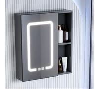 HD Bathroom Mirror Cabinet 5 Colors Wall-Mounted Storage LED Lighting Touch Control One-Touch Dehumidification Cosmetic nizer for Bathroom