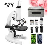 HD Biological Microscope with 0-45° Viewing Angle and Mobile Phone Holder for Students and Adults for School, Laboratory, and Aquaculture