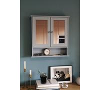 HD Designs Priano 2 Door Mirrored Wall Cabinet With Shelf Storage 58 x 56 x 13 cm in Dark Grey HD Designs Dark Grey 58 x 56 x 13 cm