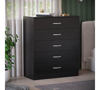 HD Designs Riano 5 Drawer Chest Of Drawers Storage in Black HD Designs Black