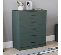 HD Designs Riano 5 Drawer Chest Of Drawers Storage in Green HD Designs Green