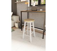 HD Designs Wooden Revolving Bar Stool Kitchen Seat Dining Furniture in White HD Designs White