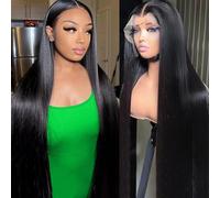 HD Frontal Human 14 Inch Short Straight 180 Density Glueless Human Pre Plucked With Baby For Women Middle Part Natural Black