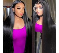 HD Frontal Human 14 Inch Short Straight 180 Density Glueless Human Pre Plucked With Baby For Women Middle Part Natural Black
