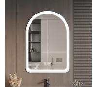 HD Glass Curved Bathroom Mirror Dimmable AntiFog Function Metal Frame 3 Colors Available 60x80cm (23.6x31.5in) Stylish Wall Decor for Modern Bathrooms