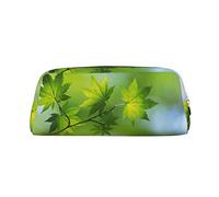 Hd Green Nature Print Pencil Bag Multi-Purpose Storage for School, Office, and Travel