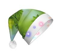 Hd Green Nature Print Santa Hat With Led Lights, Funny Christmas Hats For Adults For New Year Holiday Party Supplies