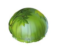 Hd Green Nature Print Soft Lined Shower Cap, Double Layer Washable Wide Elastic Band Hair Shower Cap For Bath