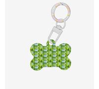 Hd Green Nature Printing 1 Pc Dog Bone Shape Id Tags Double Sided with Key Ring Craft for Pets