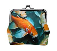 HD Japanese Koi Fish Print Practicality Coin Purse Cute Mini Coin Pouch for Women (4.52 x 4.13in) Exquisite, Black, One Size